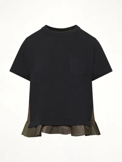 Sacai Round Neck Short Sleeve T-shirt In Black