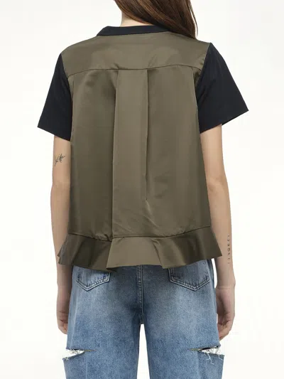 Sacai Round Neck Short Sleeve T-shirt In Black