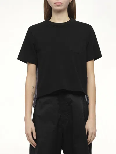 Sacai X Women's Denim X Cotton Jersey T-shirt