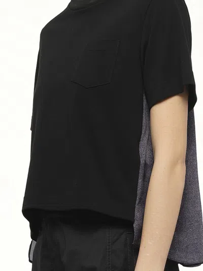 Sacai X Women's Denim X Cotton Jersey T-shirt