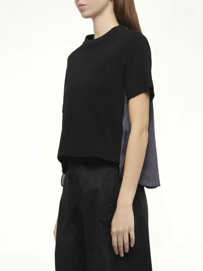 Sacai X Women's Denim X Cotton Jersey T-shirt