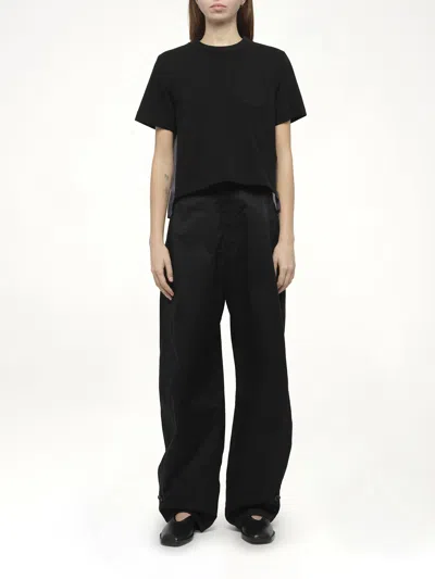 Sacai X Women's Denim X Cotton Jersey T-shirt