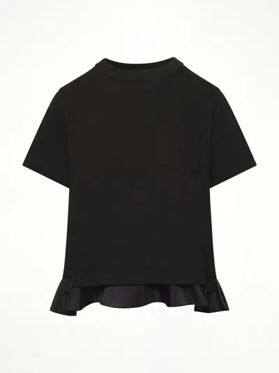 Sacai X Women's Nylon Twill X Cotton Jersey T-shirt In Black