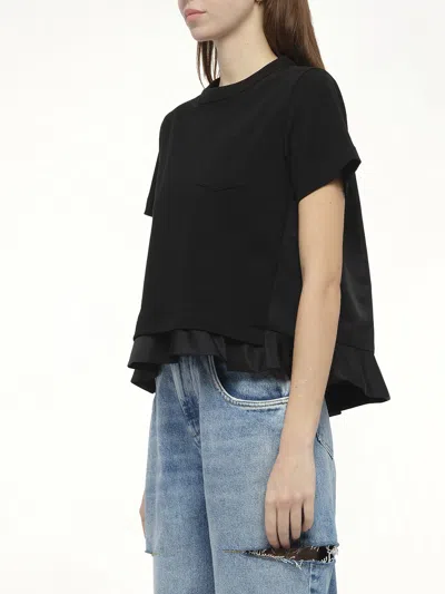 Sacai X Women's Nylon Twill X Cotton Jersey T-shirt In Black