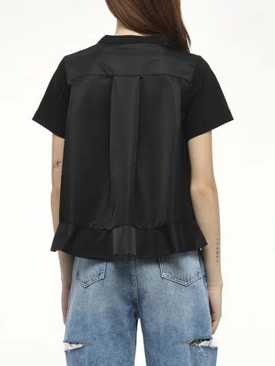 Sacai X Women's Nylon Twill X Cotton Jersey T-shirt In Black