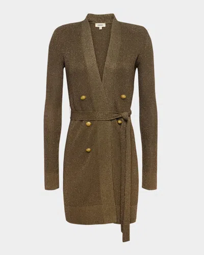 L Agence Noe Double-breasted Metallic-knit Cardigan