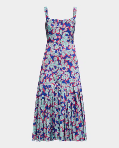 Saloni Karen Rainbow Gradient Dress In Blue