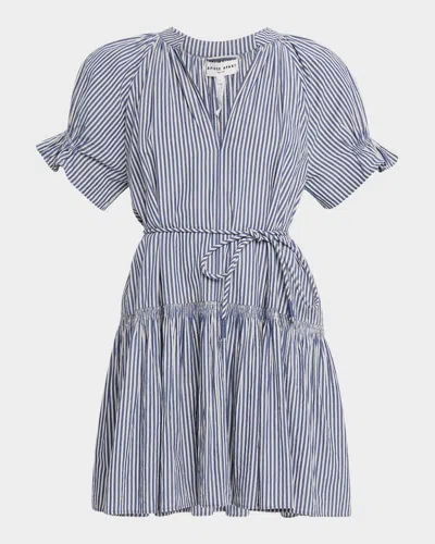 Apiece Apart Marza Striped Organic Cotton Mini Dress In Blue