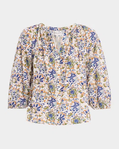 Apiece Apart Mitte Floral-print Organic Cotton Voile Top In Multi