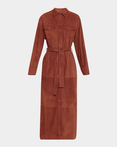 Brunello Cucinelli Suede Belted Midi Shirtdress