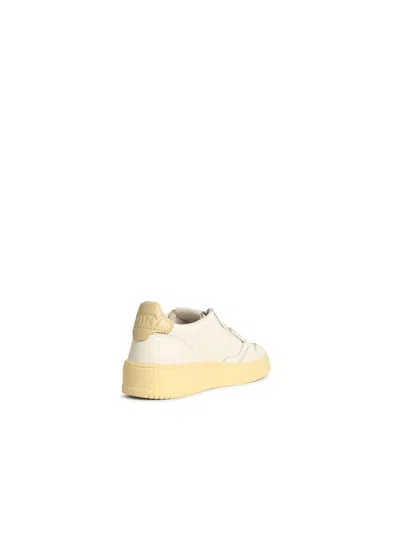 Autry 'medalist Low' White Leather And 'tidal Foam' Sneakers