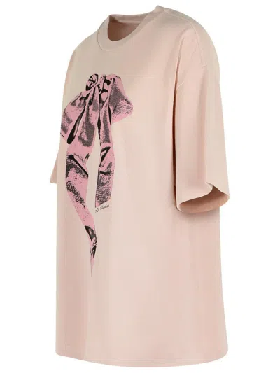 Acne Studios Crew Neck Graphic Print Oversized T-shirt In Pink