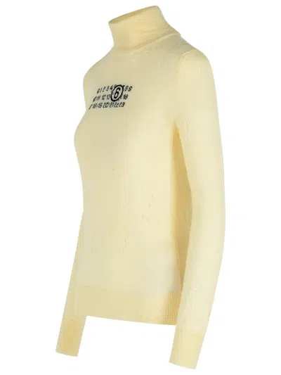 Mm6 Maison Margiela Cream Virgin Wool Turtleneck Sweater