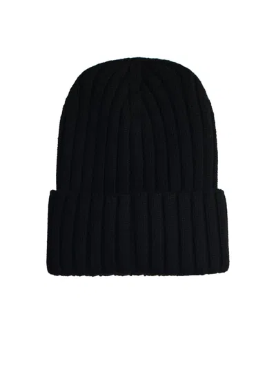 Moncler Black Virgin Wool Beanie