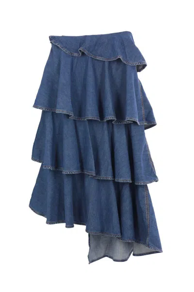 Alaïa Alaia Women Spiral Skirt In Denim In Blue