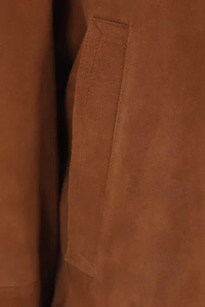 Alaïa Womens Blanc Brun Collarless Shearling-cuffed Suede Jacket In Brown