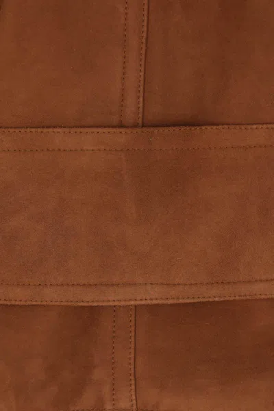 Alaïa Womens Blanc Brun Collarless Shearling-cuffed Suede Jacket In Brown
