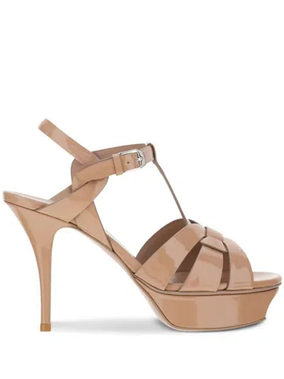 Saint Laurent Patent Leather Tribute Platform Sandals Shoes