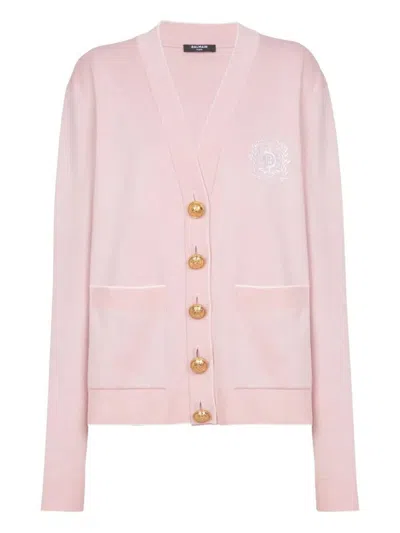 Balmain Silk-cotton Embroidered Cardigan
