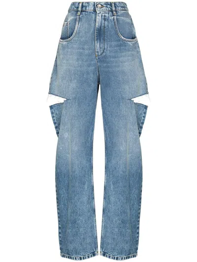 Maison Margiela Loose Fit Denim Jeans With Slash Details Clothing