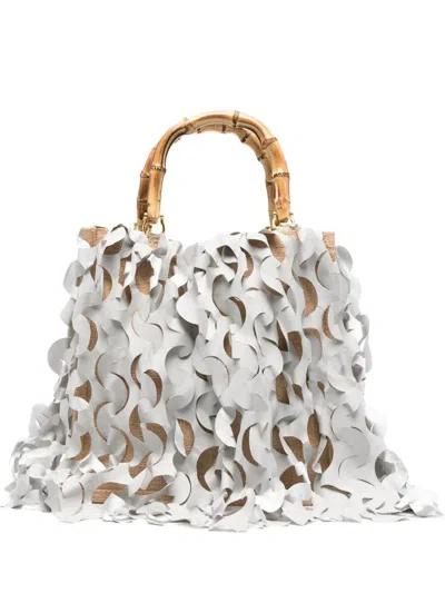 La Milanesa Medium Oceano Double-handle Raffia Tote Bag In Gray