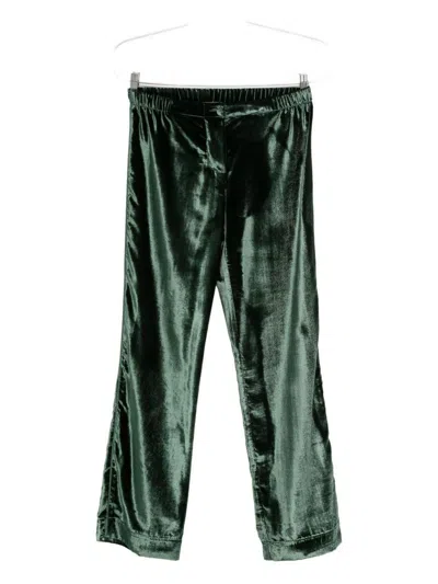 F.r.s For Restless Sleepers For Restless Sleepers Velvet High-waisted Trousers In Green