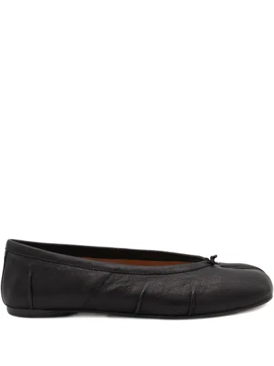 Maison Margiela Black Leather Tabi Ballerinas With Signature Detailing