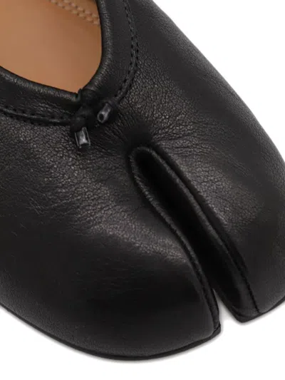 Maison Margiela Black Leather Tabi Ballerinas With Signature Detailing