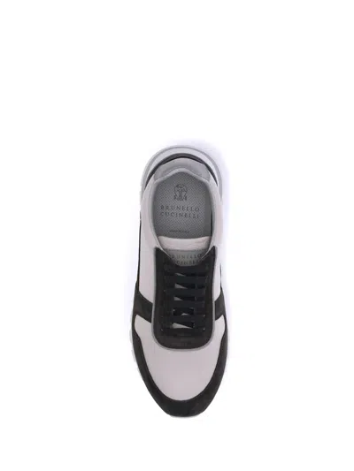 Brunello Cucinelli Suede Panelled Trainers In Black