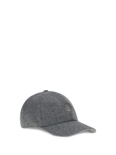 Brunello Cucinelli Logo Baseball Hat In Gray