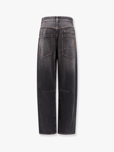 Brunello Cucinelli Women Black Denim Trouser With Leather Logo Tag