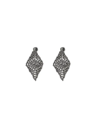 Brunello Cucinelli Faceted Silver Earrings In Neutral
