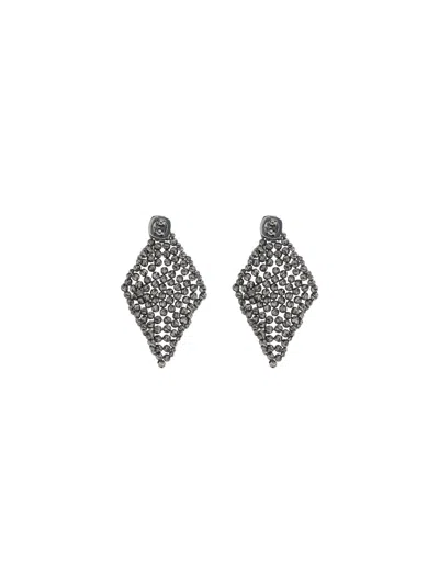 Brunello Cucinelli Faceted Silver Earrings In Neutral