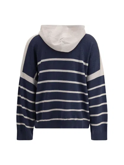 Brunello Cucinelli Hooded Sweater In Blue