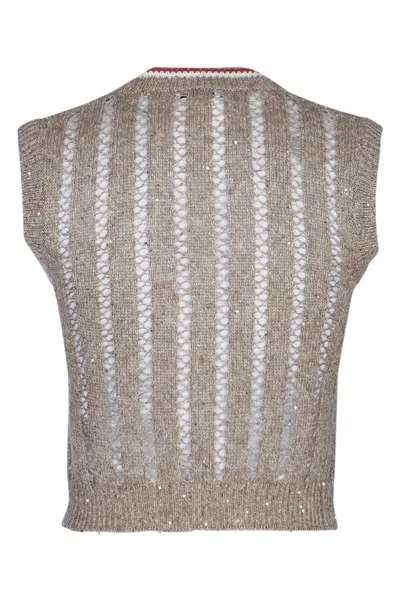 Brunello Cucinelli V-neck Sleeveless Knit Vest Design