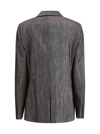 Brunello Cucinelli Women Lurex Fabric Blazer In Gray