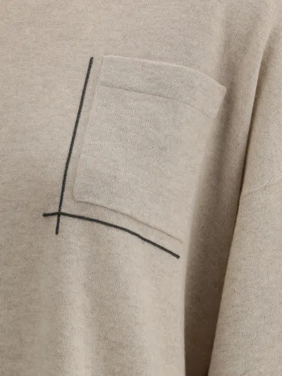 Brunello Cucinelli Silk And Wool Blended Sweater In Neutral