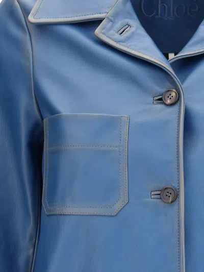 Chloé Cowhide Leather Coat With Patch Pockets