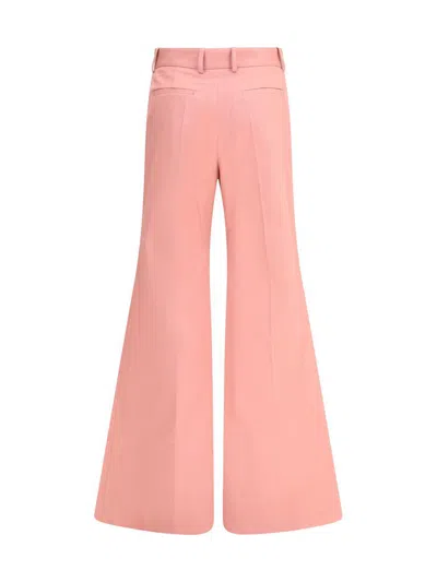 Chloé Cotton High Waist Flared Trousers With Back Pockets