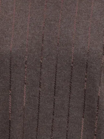 Brunello Cucinelli Sequined Vertical Striped Knitwear In Brown