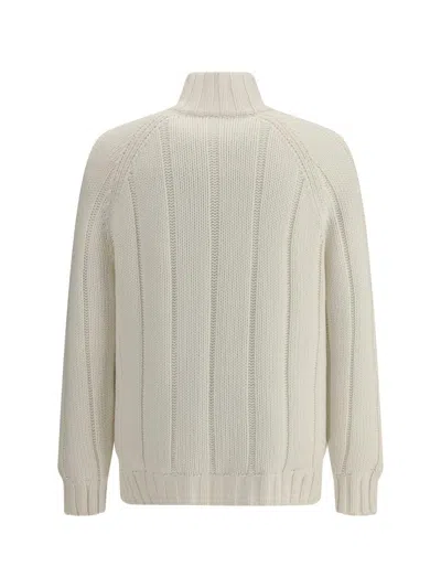 Brunello Cucinelli Cashmere Knitwear Ribbed Collar In White