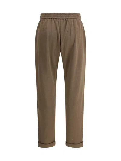 Brunello Cucinelli Cotton-silk Blend Joggers With Side Monile Detail In Brown