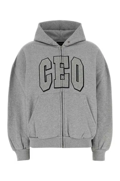 Balenciaga Grey Cotton Sweatshirt In Gray