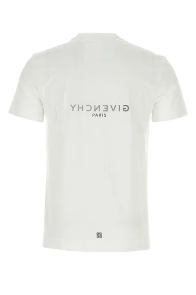 Givenchy White Crewneck T-shirt With Logo Print In Cotton Man In White