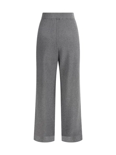 Brunello Cucinelli Vanise Sparkling Knitted Trousers In English Rib In Gray
