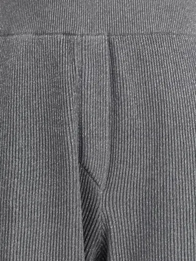 Brunello Cucinelli Vanise Sparkling Knitted Trousers In English Rib In Gray