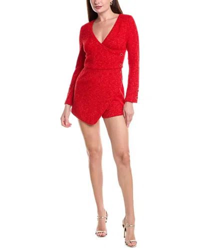 Black Halo Tweed Demi Romper In Cherry Divine In Red