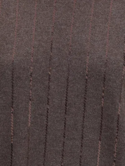Brunello Cucinelli Sequined Vertical Striped Knitwear In Brown