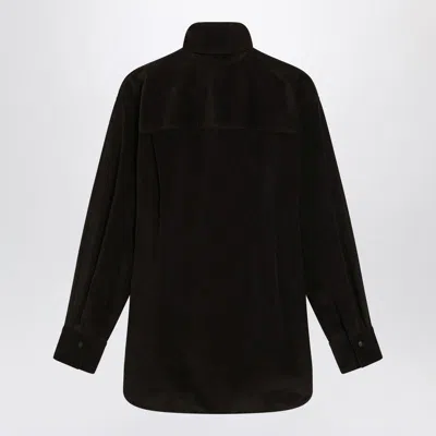 Ferragamo Brown Shirt In Ribbed Velvet Women In Black