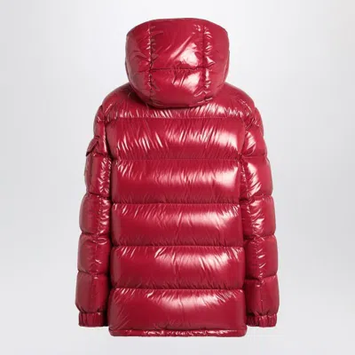 Moncler Ruby Red Down Jacket In Lacquered Nylon Women In Burgundy